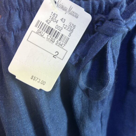 Eskandar NEW Drawstring Trouser Indigo Blue Linen Pant size 2 - Picture 3 of 9